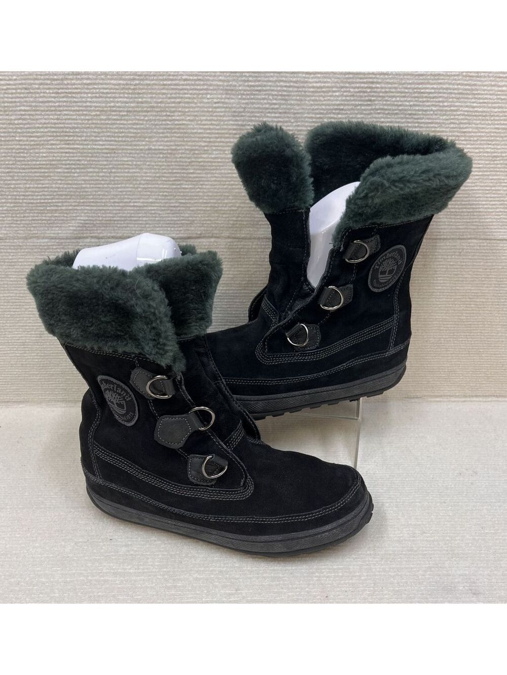 Timberland Mukluk Womens 8.5M Black Suede Fur Boots 26612